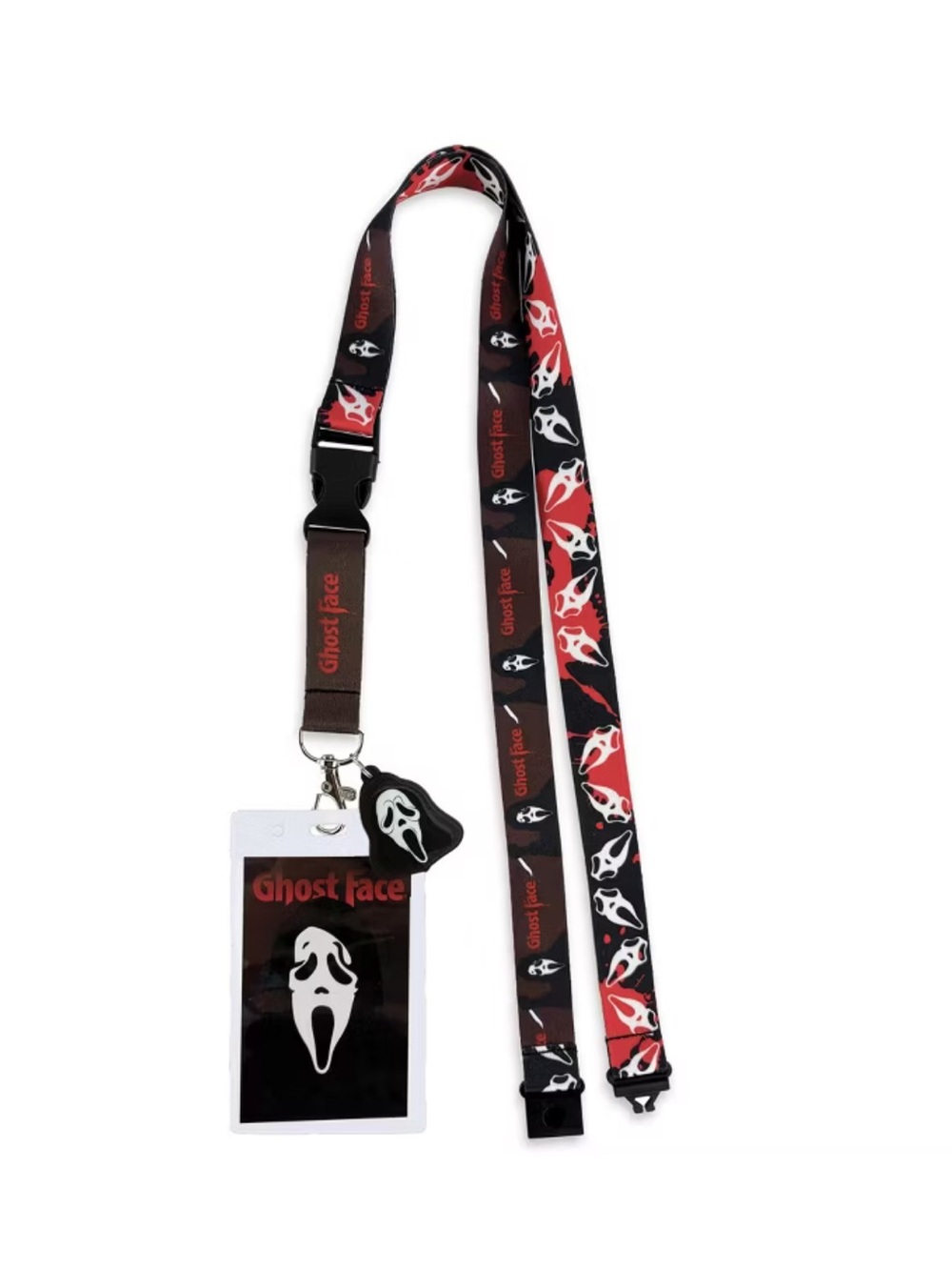 GhostFace Breakaway Lanyard With Rubber Charm And Clear ID Badge Holder